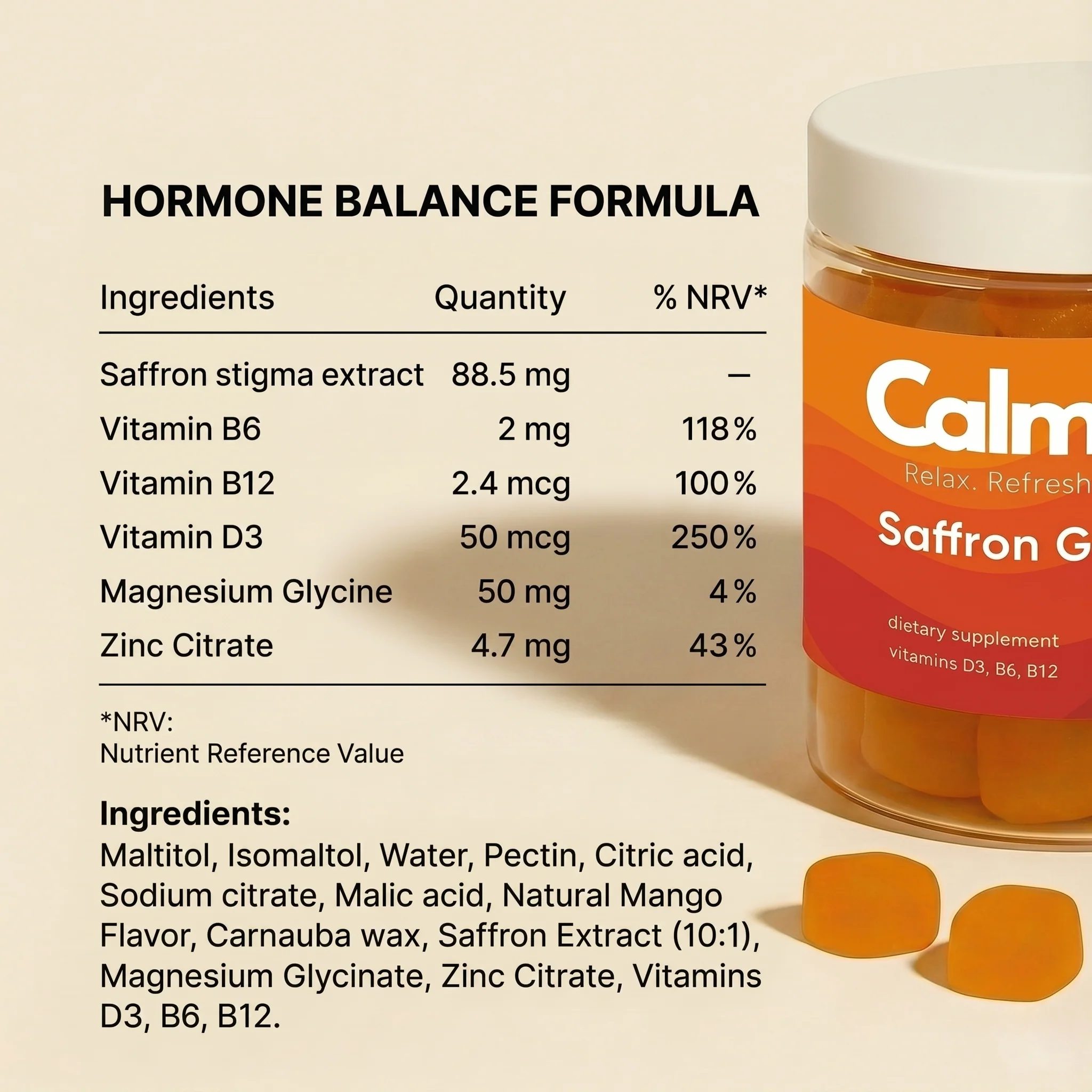 Saffron Gummies for Menopause: Energy & Confidence - Calmora By Calmi - Image 3